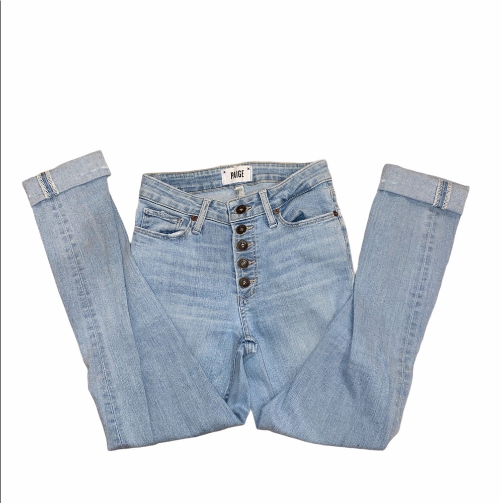 Paige light wash denim jeans high waisted